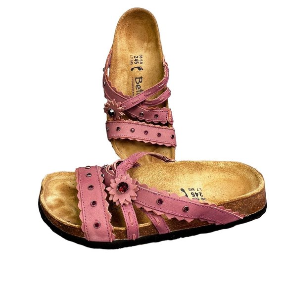 Birkenstock Shoes - Birkenstock Betula Sandals size 7 Ladies Mauve Pink Rhinestone Jewels Flower